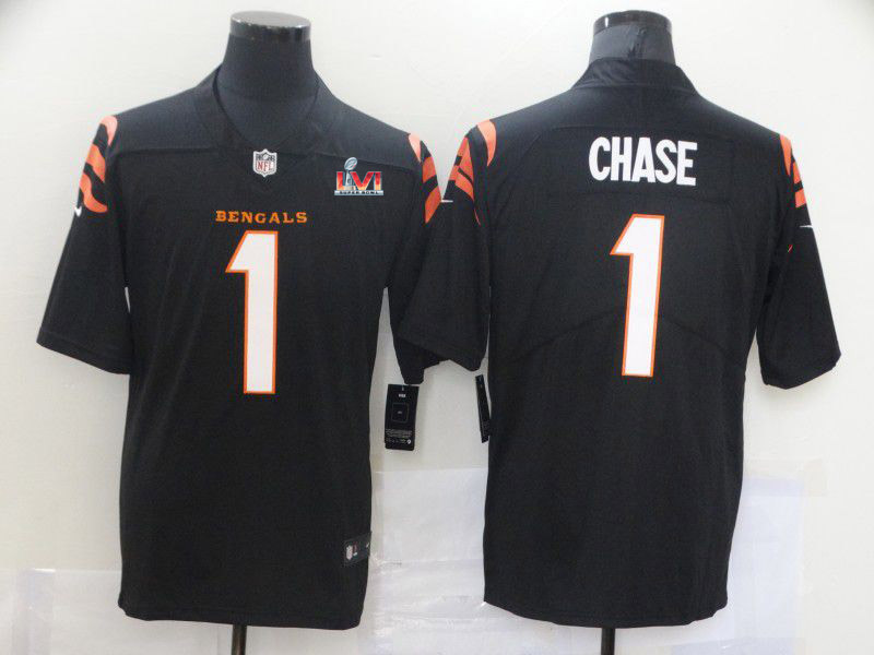 2022 Super Bowl Men Cincinnati Bengals #1 Chase Black Nike Vapor Untouchable Limited 2021 NFL Jersey